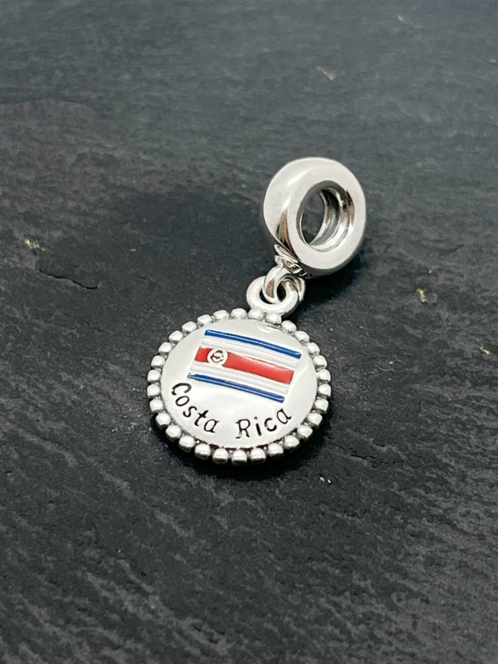 Pandora Costa Rica Flag Dangle Charm Sterling Silver Jewelry